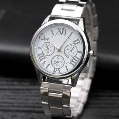 1pcs Three Eyes Silver Geneva Casual Quartz Watch Women Stainless Steel Dress Watches Relogio Feminino Ladies Clock Hot Sale