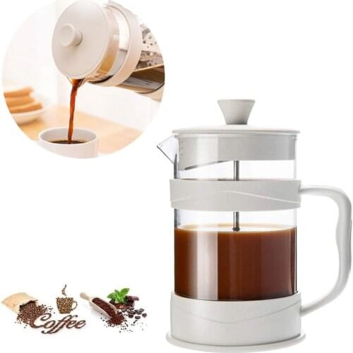 French Press Coffee Maker 800ml/27oz Stainless Steel Glass Teapot 3 Layers High Density Filter Large Coffee Pot Hot Cool Kettle