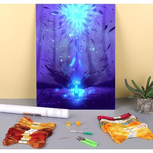 Scenery The Magic In The Forest Printed 11CT Cross Stitch DIY Embroidery Full Kit DMC Threads Sewing work Handicraft Gift
