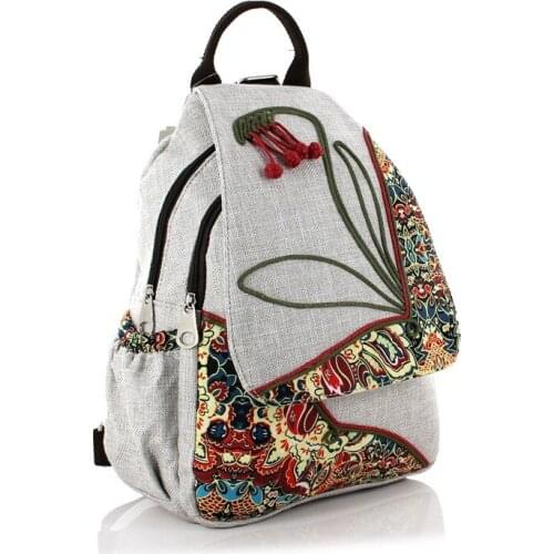 Cotton Linen Floral Children School Bags Kids Handmade Travel Backpacks Satchel Book Pouches Mochila Infantil Escolar for Girls