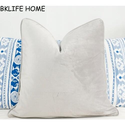 Piping Design Silver Gray Velvet Cushion Cover Pillow Case Soft Pillow Cover No Balling-up Without Stuffing