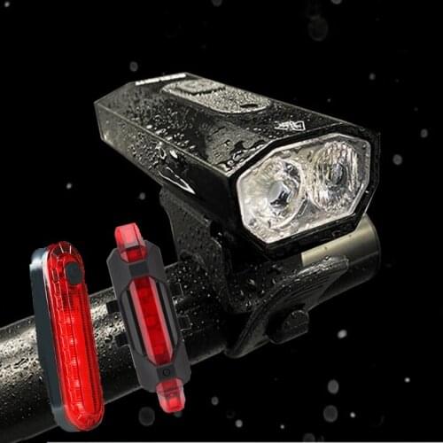 Bike Light Headlight Bicycle Lamp USB Rechargeable LED Mountain Road Bicycle Tailight Flashlight Waterproof Bike Accessories