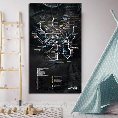 Metro 2033 Prague Map Last Light Game Posters Artworks Prints on Canvas Painting Wall Art Picture For Living Room Home Decor