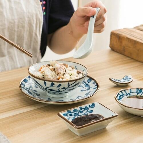 LingAo Hand-painted Japanese hook rattan ceramic tableware hotel restaurant sushi restaurant Japanese cuisine restaurant set