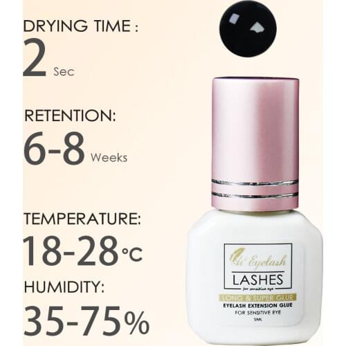 5ml Best Black Strong Adhesive Lashes Glue 2 Seconds Quick Dry Sensitive Eyelash Extension Glue Long Lasting Private Label Korea