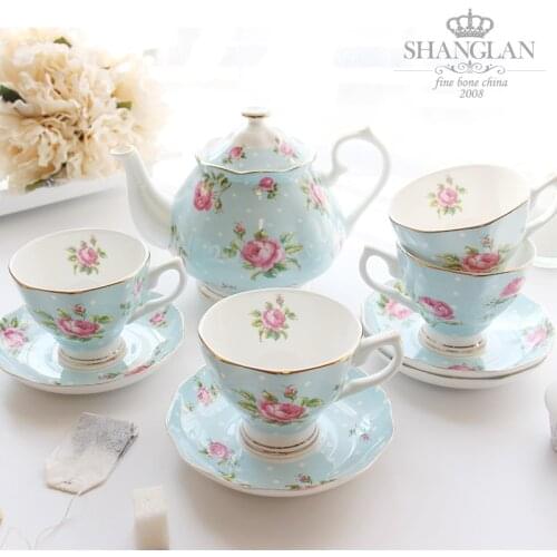 Coffee Tea Sets Bone China Porcelain Coffee Cup Set Creative Gift British Tea Cup Sets 1 Pot and 4 Coffee cups