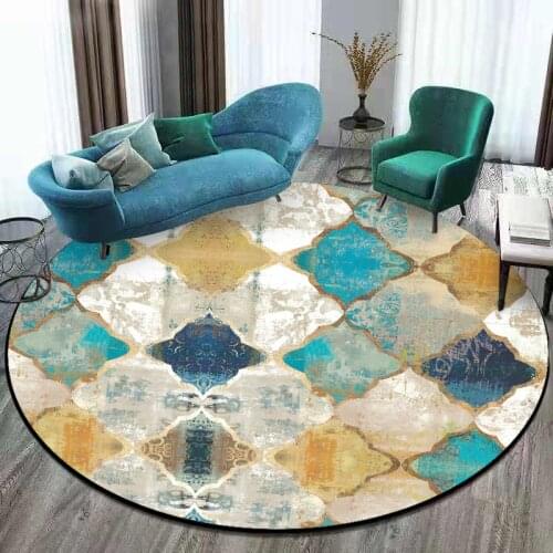 Nordic retro circle carpet Moroccan style area rugs living room bedroom chair sofa hallway round floor mat parlor carpet custom