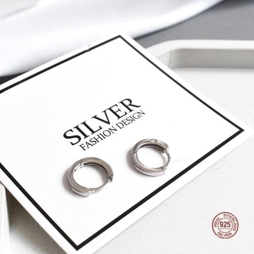 LKO Fashion Minimalist Circle Geometric Round 925 Sterling Silver Pierced Earrings For Women Girl Wedding Party Jewelry Earrings