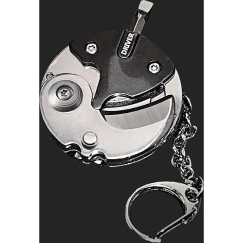 Mini Folding Screwdriver Keychains Portable Pocket Opener Knife Metal Keyring Multifunctional Plier Repairing Tool Key Fob