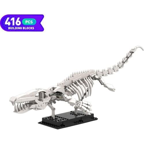 Moc Animals Dinosaur Fossil Mosasauridae Skeleton Building Blocks Specimen Decorations Assembled Dinosaur Model Children Toys
