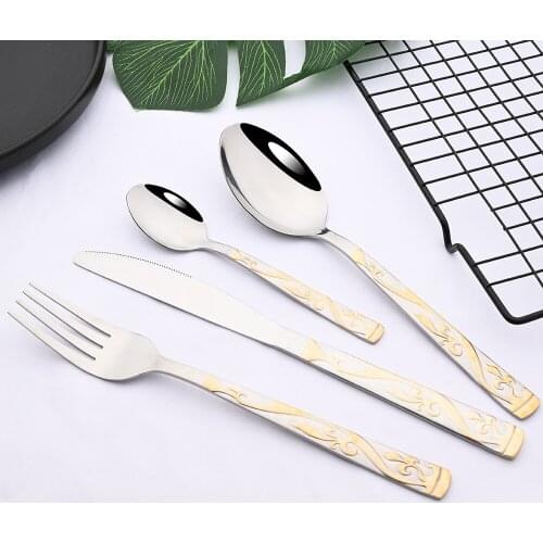 1/2/4/6/8Set Stainless Steel Dinnerware Cutlery Set Gold Flatware Knife Fork Coffee Spoon Dinner Set Silver Home Tableware Set