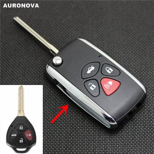 AURONOVA New Upgrade Folding Key Shell for Toyota Rav4 Camry Avalon Matrix Corolla 3+1 Buttons Modified Remote Car Key Case