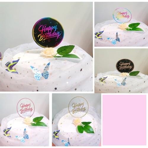 New Bronzing Happy Birthday Acrylic Cake Toppers Colorful Letters Baking Cake Toppers for Kids Birthday Party Cupcake Decoration