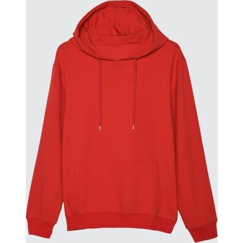 Pamuklu Erkek Kapüşonlu Kanguru Cepli Uzun Kollu Slim Fit Kalıp Sweatshirt