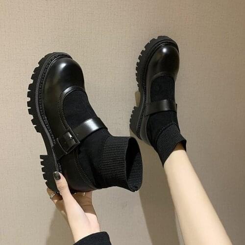 2020 Autumn Patent leather Ankle Boots Women motorcycle Boots Female Shoes Woman Thick Sole punk Boots Beige Black R14-05