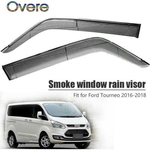 Overe 4Pcs/1Set Smoke Window Rain Visor For Ford Tourneo 2016 2017 2018 Car-styling ABS Awnings Shelters Guard Accessories