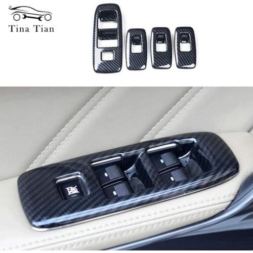 4pc Carbon Fiber Color ABS Door Window Lift Cover Panel for Ford 2015 2016 2017 2018 2019 Ranger Everest Endeavor Accessories