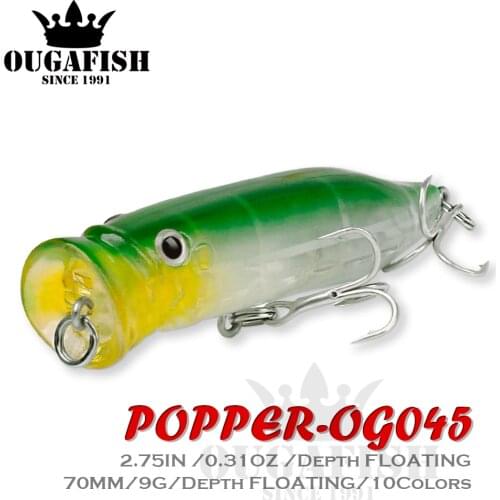 Poppers Fishing Accessories Lure 70mm 9g Popper Floating Wobbler Pesca Black Minnow Fish Angeln Leurre Isca Artificial Equipment