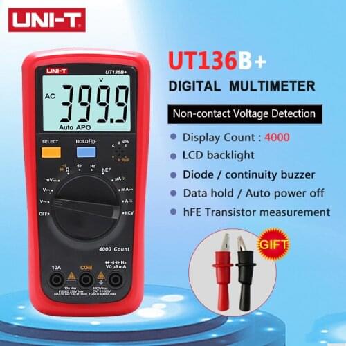 UNI-T UT136B+ UT136C+ Auto Range Mini Handheld Digital Multimeter AC DC Voltage Current Ohm Diode Cap Hz Tester Diode Multimeter