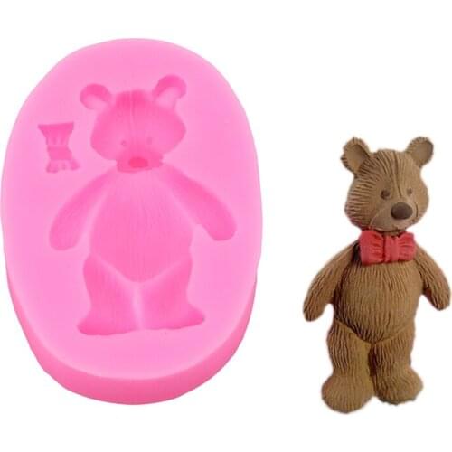 3D Small Animals Bear Form Hands Made Silicone Cake Mold Cartoon Bear Cake Molds Tools Soap Mold Kitchen Fondant Decoration