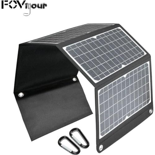 Fovigour 30W Foldable Solar Panel with 3 USB Support QC 3.0 Portable Solar Charger Fast Charge for Phones and Outdoor Camping
