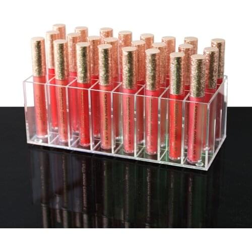 Lip Gloss Lipstick Rack Storage Box Acrylic Lipstick Holder Cosmetics 24-Grid Lipstick Acrylic Display Storage Box