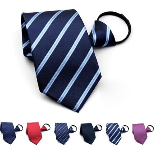 2020 Brend 10cm Wide Plus Formal Business Necktie Striped Zipper Ties Administratio Gravata Simple Easy to Pull with Gift BOX