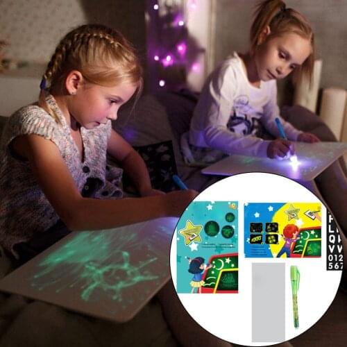 Light Drawing Pad Kids Luminescent Drawing Board Portable Glowing Magic Graffiti Painting Writing DIY Educational Toy Gift