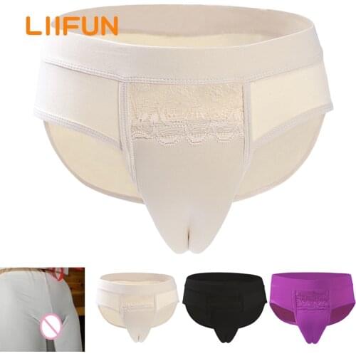 Liifun Men Hiding Gaff Panties Sissy Fake Vagina Camel Toe Shaping Panty Brief for Crossdresser Transgender Shemale Underwear