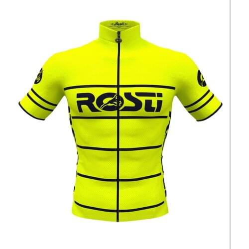 ROSTI Bike Apparel Mens Pro Cycling Short Sleeve Jerseys High Breathable Small Mesh Fabric Ciclismo Maillot Hombre Race Tops