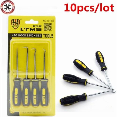 10pcs/lot 4pcs Durable Extra Long Hook & Pick Up Automotive Car Hook Oil Seal O-Ring Seal Remover Pick Set Craft Hand Tools Set