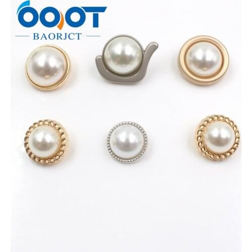 A-19512-550,10 pcs 18/20/23/25mm White Faux Pearl gold Metal Button Shank Sewing Buttons for Woman Clothes Lady Girl Dress
