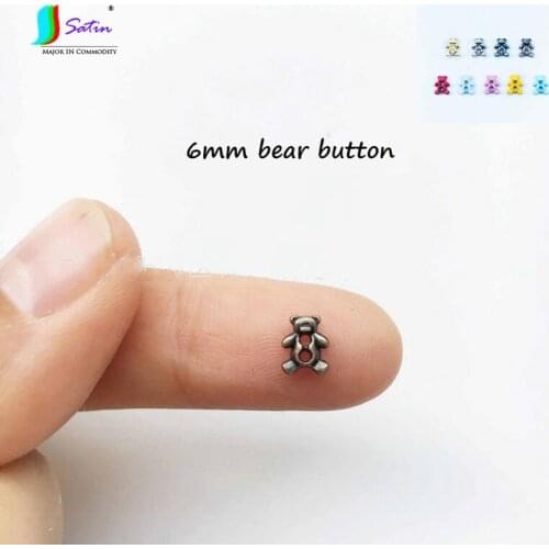 Candy color Super Small Size Bjd or Ob11 Doll Clothes Accessories Metal 6mm Bear Button 100PCS A0259L