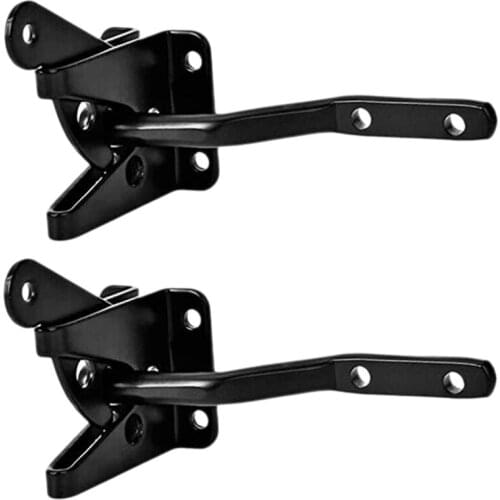 GTBL 2Pcs Self Locking Gate Latch Automatic Gravity Lever Fence Gate Lock for Wood Fence Gate Door Latches Steel Black