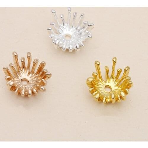 50PCS 13.5mm Metal Alloy Bead Cap Flowers Tray Hollow Out Connectors Charm For Jewelry Making