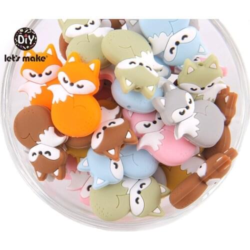 LetS Make Wholesale 50Pc Silicone Teethers Bpa Free Food Grade Silicone Fox Cartoon Beads Stroller Baby Accessory Baby Teether