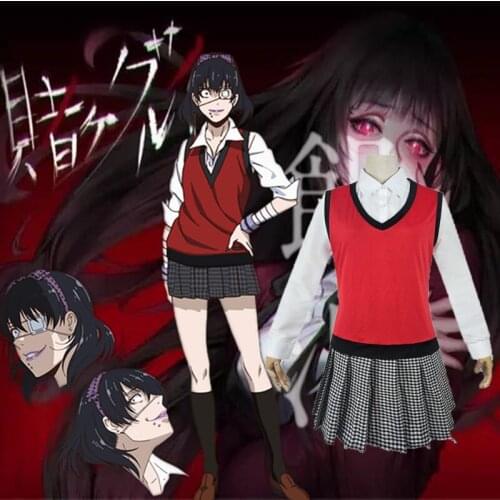 Anime Kakegurui obsessive gambler Midari Ikishima cosplay costume Japanese uniform dress wig women Halloween JK uniform new
