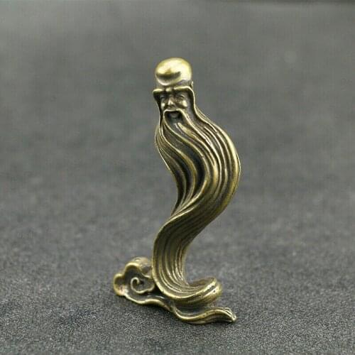 Antique Bronze Longevity Old Man Statue Small Ornaments Long Beard Buddha Statue