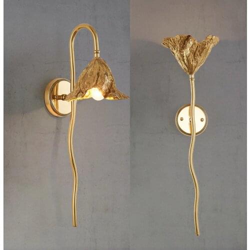 Antique Lotus Leaf porch light room decor brass wall light fixture Corridor Lamp Living Room Wall Lamp Applique Murale Luminaire