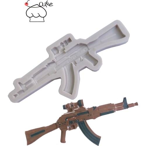 Aouke Machine Gun Decorating Molds Cake Silicone Mold Sugarpaste Candy Chocolate Gumpaste Clay Mould J127