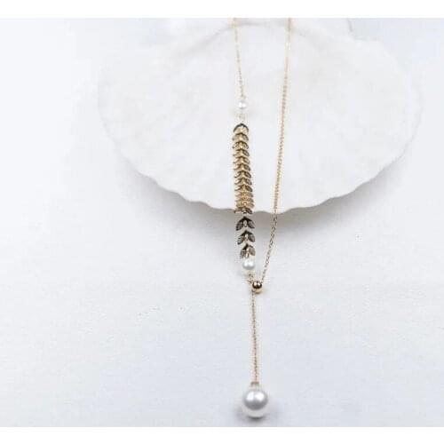 Free shipping 2020 hot selling gold filled necklace with round natural white genuine pearl bead can customize length