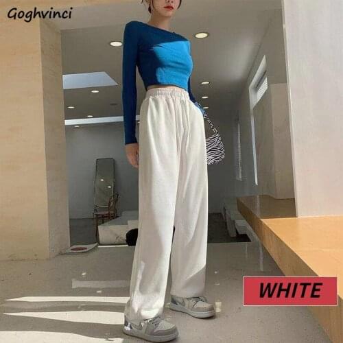 Casual Pants Women Solid Closing Trousers High Waist All-match Chic Korean Fashion Simple Loose Casual Harajuku Streetwear New