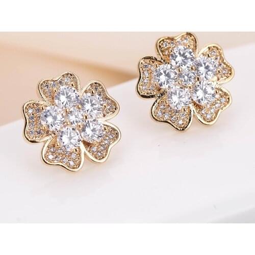 DE154 Fashion Delicacy Elegant 4A Zircon Flower Ear Stud GIRLS Gift Party Banquet WOMENS Jewelry Earrings 2021
