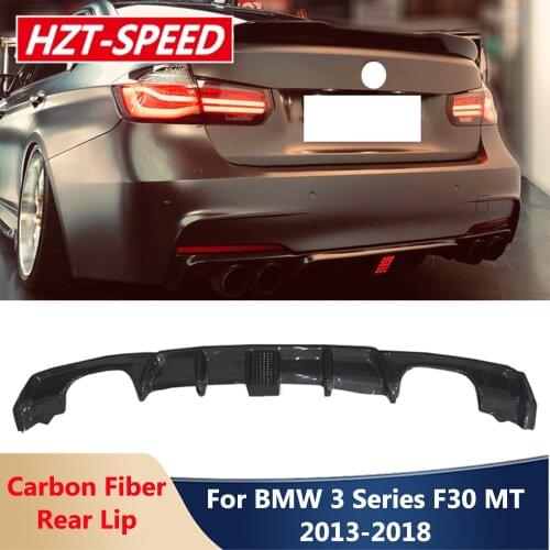 MP Type Real Carbon Fiber Rear Bumper Lip Shovel Chin Diffuser With Led Light For BMW 3 Series F30 F35 320i 325i 330i MT Car