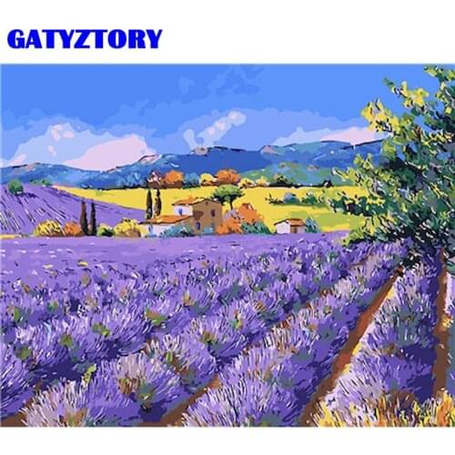 GATYZTORY Picture By Numbers Kits For Adults Kids Handmade Unique Gift 40x50cm Frame Purple Flower Oil Painting By Number Photo