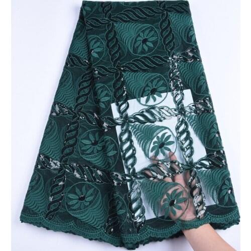 Hot Sale African Milk Silk Laces Fabrics Latest High Quality Embroidered Green Nigerian French Lace Fabric With Sequins 1637