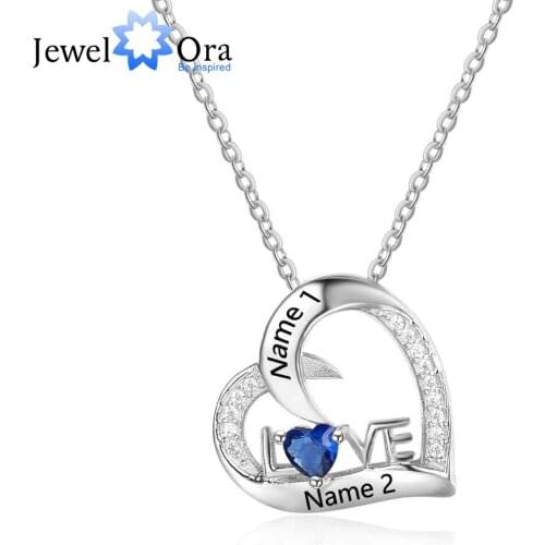 Hot Personalized 925 Sterling Silver Birthstone Necklace Pendants DIy Mom Girlfriend Birthday Christmas Gift JewelOra NE101872