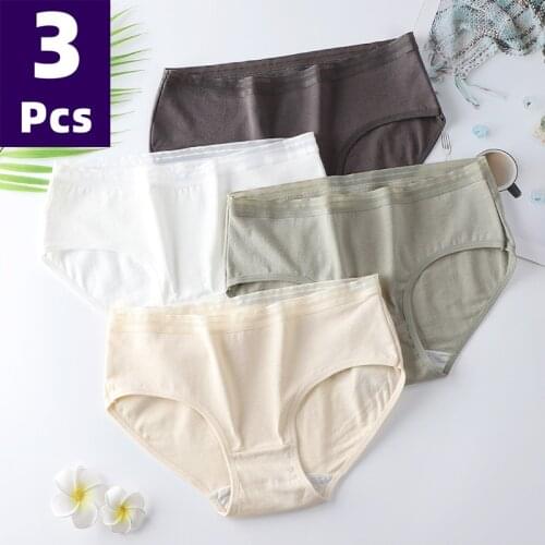 Cotton Panty 3Pcs/lot Solid Womens Panties Comfort Underwear Skin-friendly Briefs for Women Sexy Middle-waisted Panty Intimates