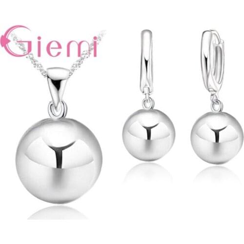 Exquisite Silver 925 Sterling Silver Chain Pendant Necklace Earrings Sets For Woman Girl Wedding Engagement Jewelry Gift