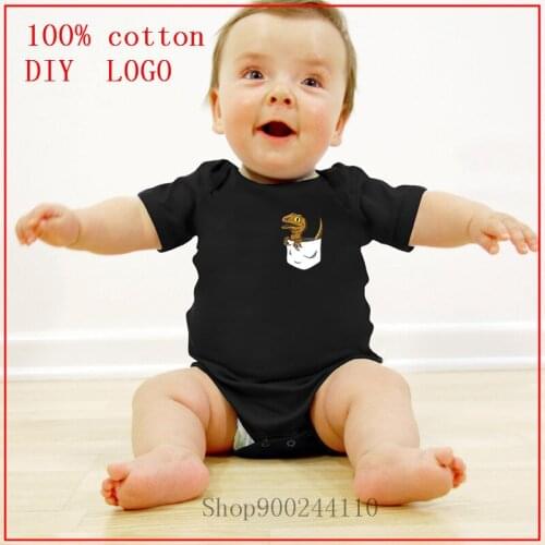 Pocket raptor art printed Baby Clothes Unisex Newborn Boy Girl Rompers roupas de bebes Cotton Baby Short Sleeve Baby Clothing